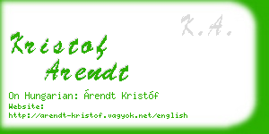 kristof arendt business card